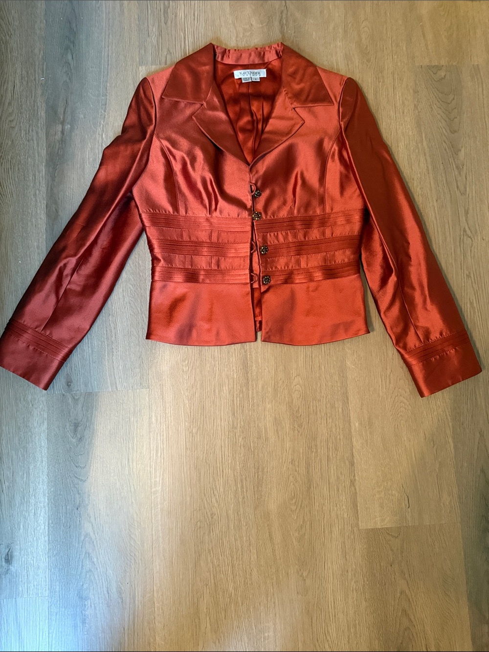 Kay Unger Satin Rust-Red Tailored Blazer